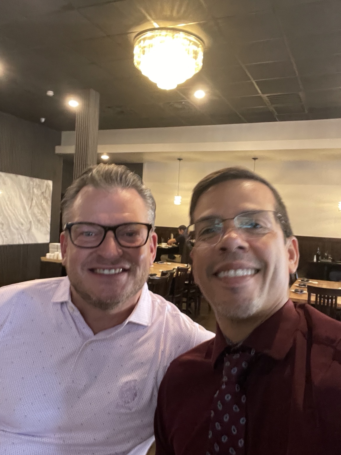 Christopher Wilson and Jeremy Larkin at lunch